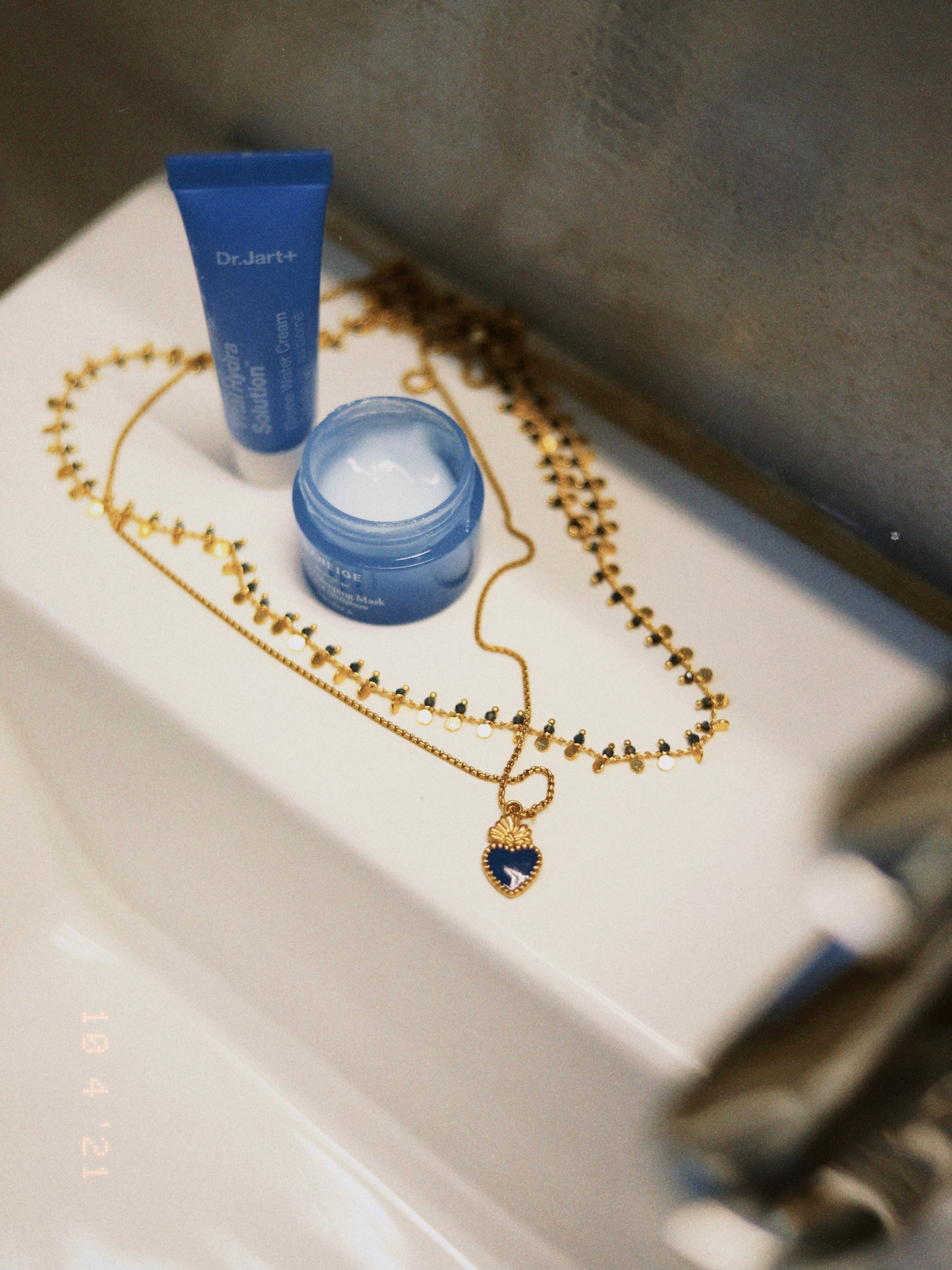 Conjunto Ouro sobre Azul