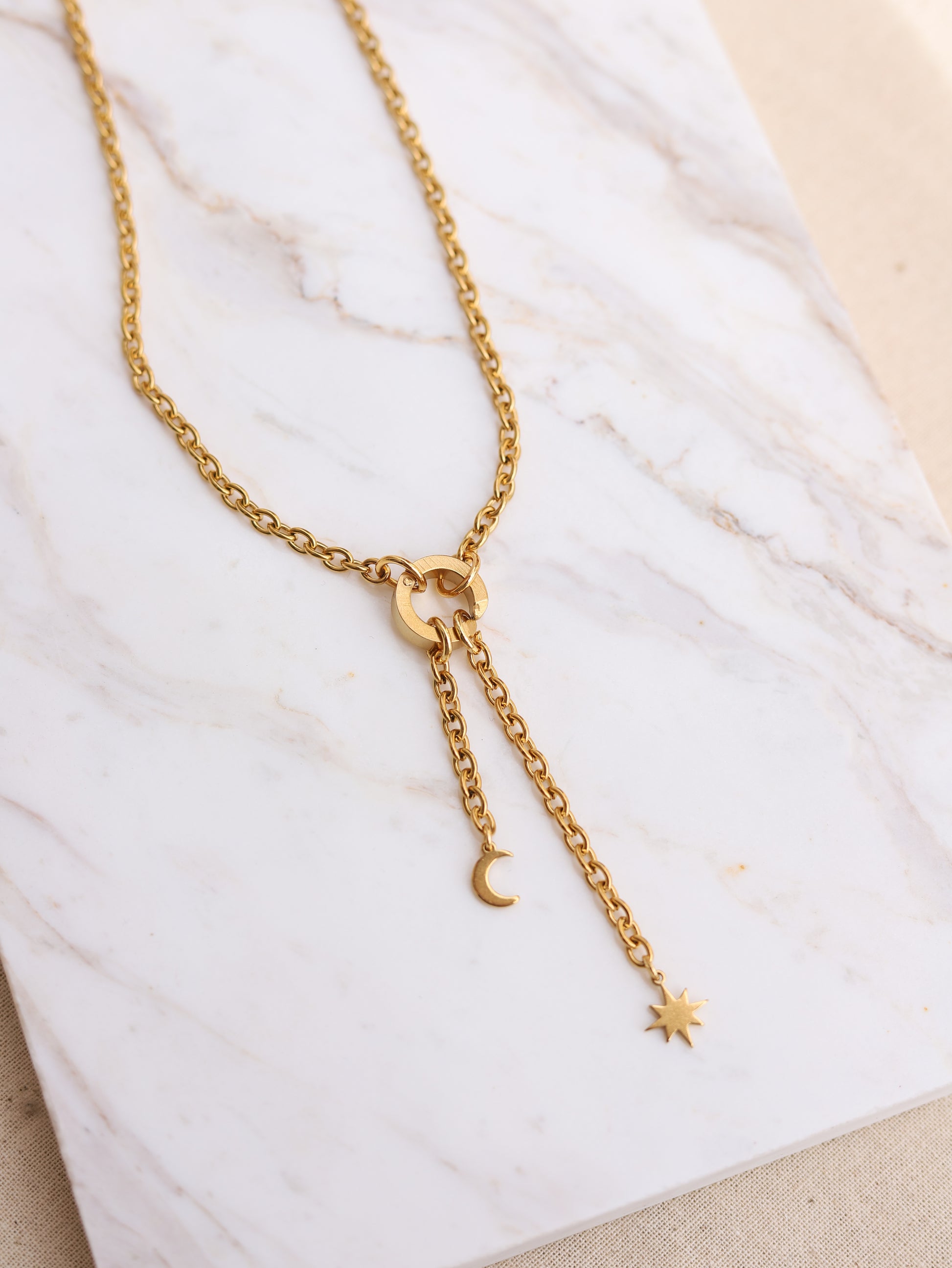 Star and Moon Up&amp;Down Necklace