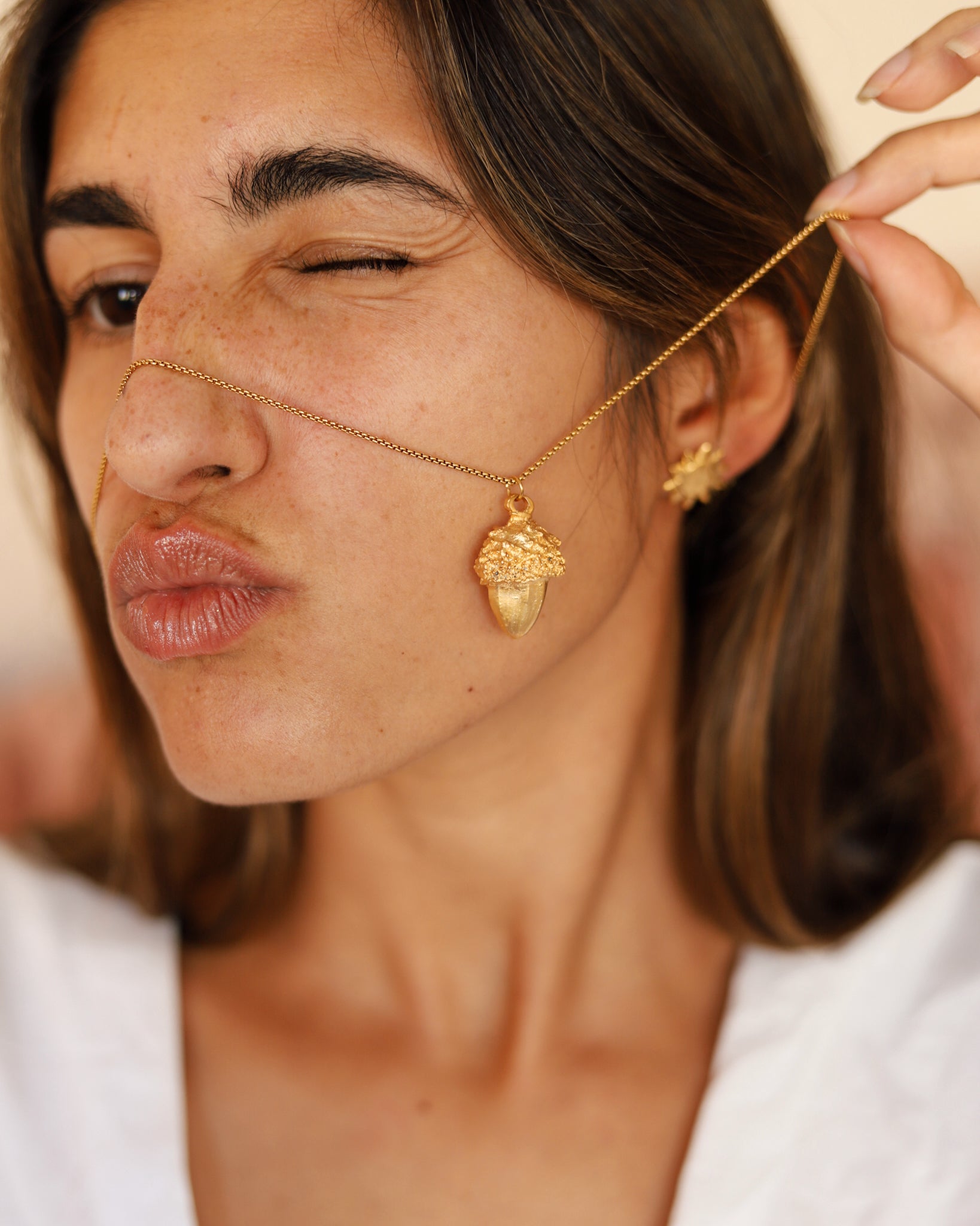 Golden Acorn Necklace