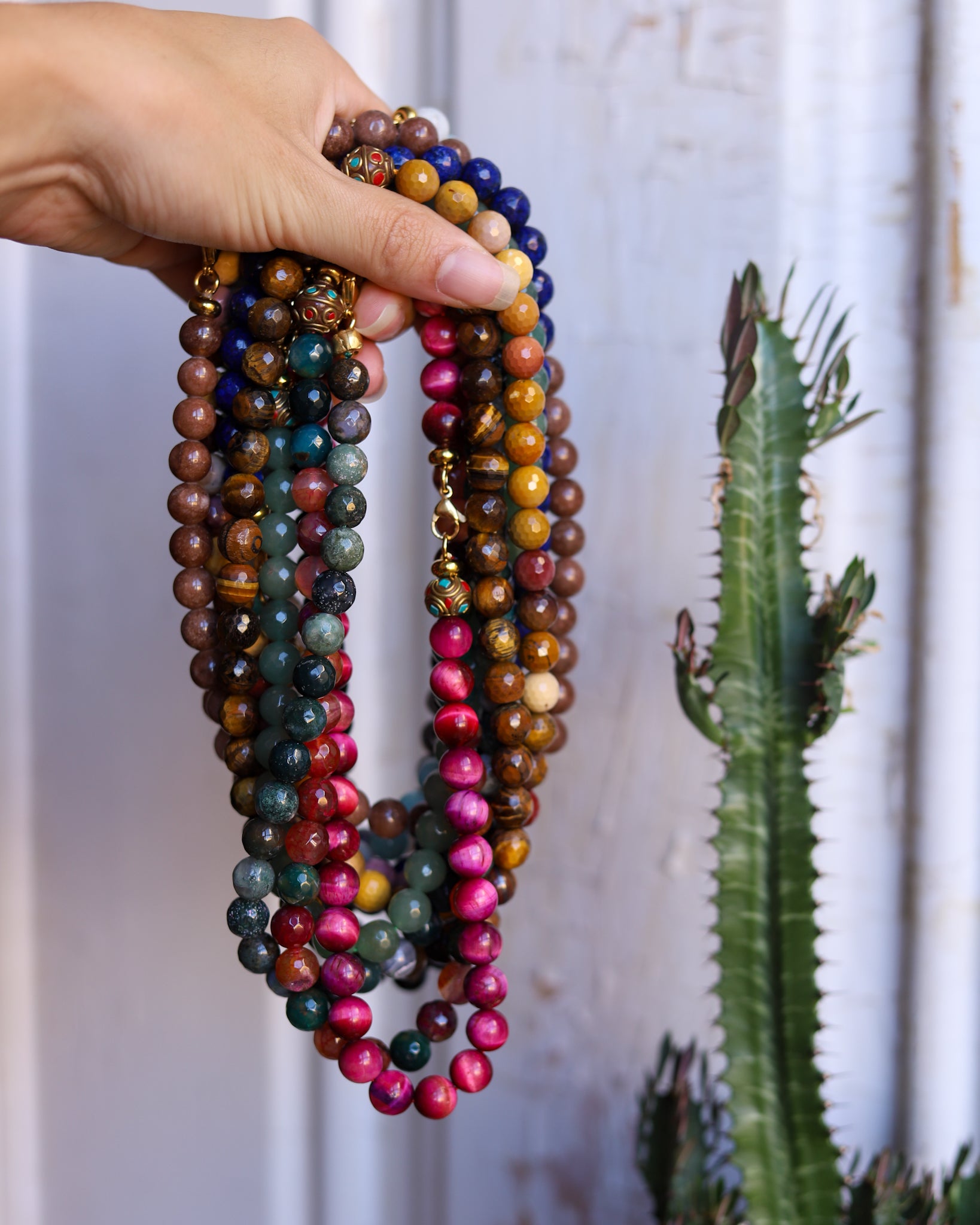 Necklaces made of natural stones