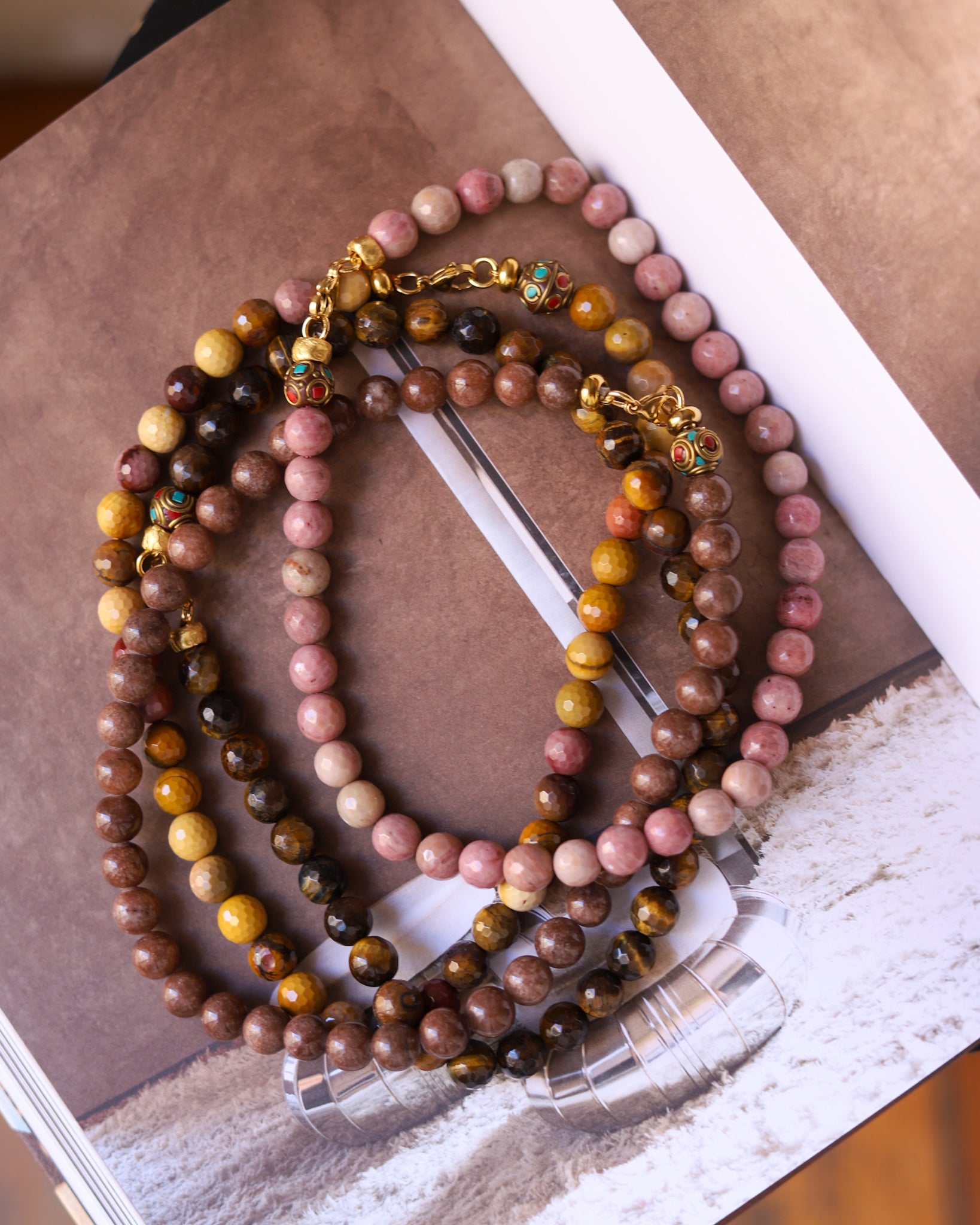 Necklaces made of natural stones